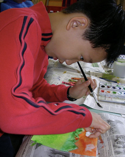 Student painting his Winter Story